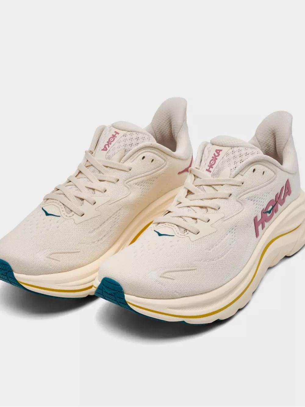 Hoka Women's Clifton 10 Running Shoes with Pink Logo